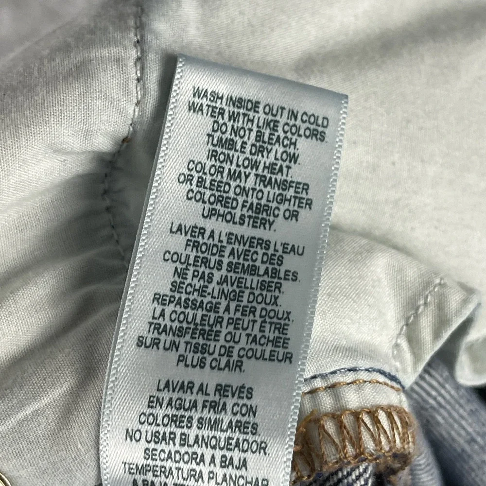 Frame Le Piper Jeans Womens 26 Blue Sky Cropped Mid Rise Rigid Cotton Distressed - Picture 16 of 16